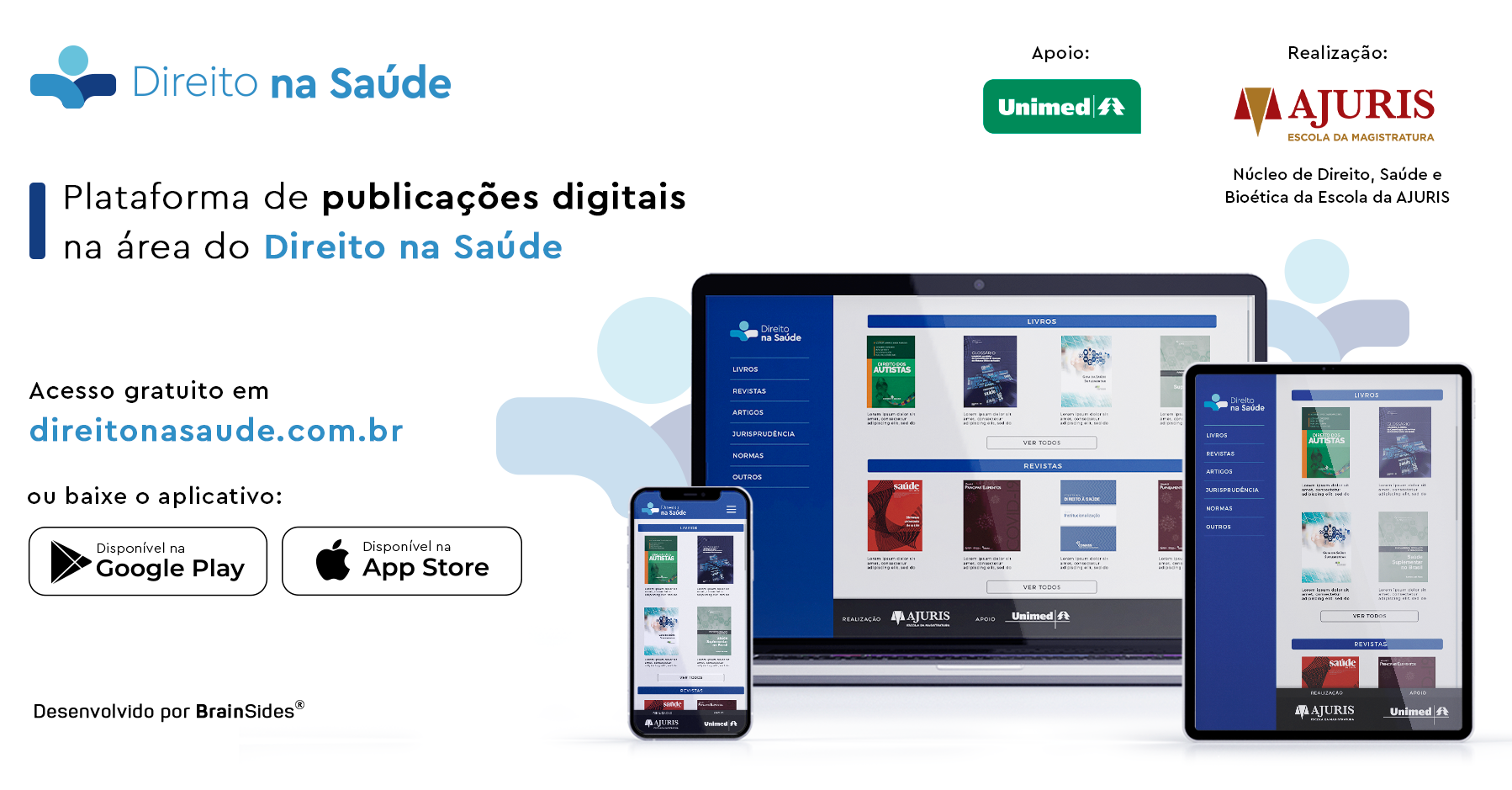 Imagem de apresentação da plataforma Direito na Saúde